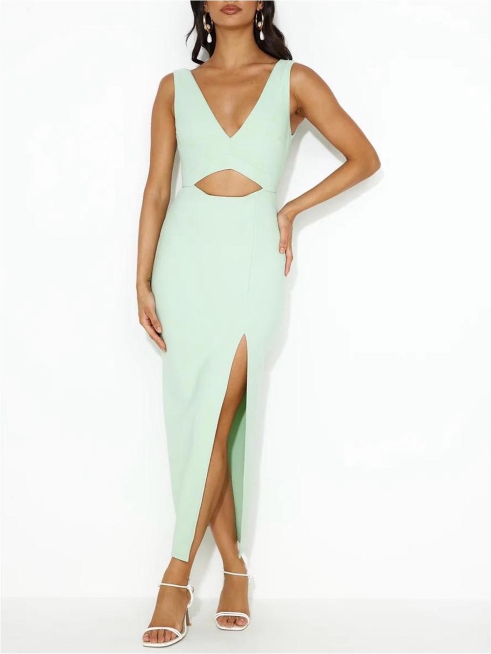 Hello Molly Mint Cutout V-Neck Maxi Dress